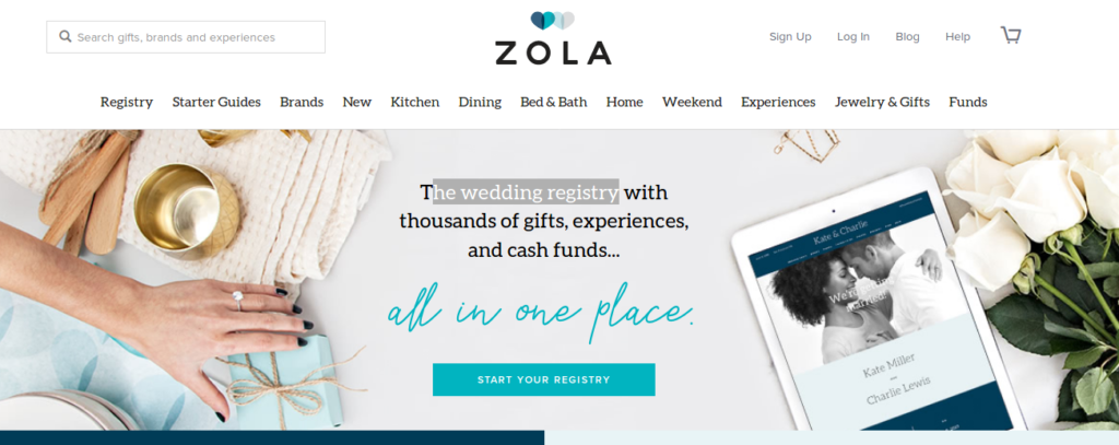 Zola Wedding Registry Screenshot